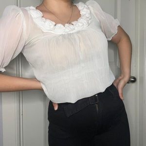 Sheer roses top